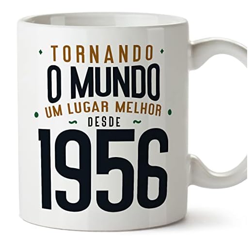 MUGFFINS Tazas 1956 Cumpleaños - En Portugués - Tornando o Mundo um Lugar Melhor - 11 oz / 330 ml - Regalo original y divertido