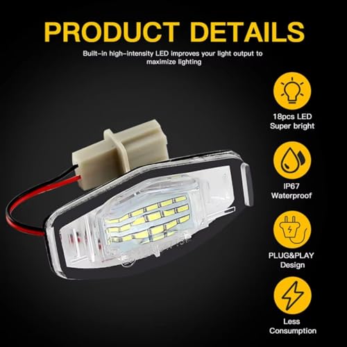Luces matrícula Accord 2003-2017 plafón trasero sustitución coche 34100S84A01 4