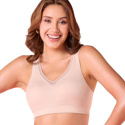 Image of Enamor Innovations Flexifree,Plunge, Ultra Comfort Women's Bralette - No-Pinch,no-dig,360 Degree Flex, Seamless Lift,Fixed Cup, Padded, Wirefree, High Coverage - F137