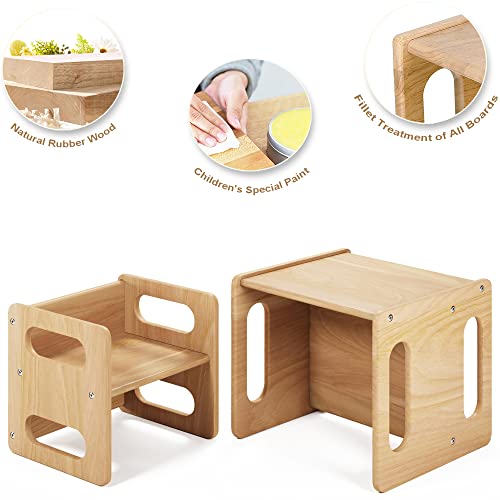 Erugi Montessori Weaning Table And Chair,Real Hardwood, Desk For Toddler Reading,Snack Time,Playroom,Activity Cube,Step Stool,1-3 Year Old Kids Montessori Furniture #TOP5