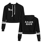Yumenam - Sudadera con capucha para mujer, diseño de Haikyuu y manga larga, con capucha, con capucha, sudaderas, sudaderas, sudaderas con capucha, Karasuno High School Hinata Shoyo Kageyama, Negro D,