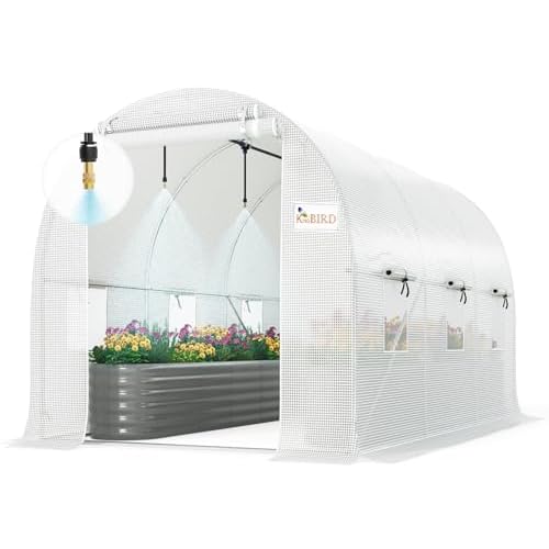 KING BIRD Premium 10x6.6x6.6FT Greenhouse for Outdoors, Large Walk-in Heavy Duty Galvanized Steel Frame, Mesh Door Screen Window Tunnel Hoop Garden Plant Winter Hot House, with Watering Kits