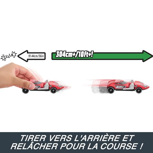 Hot Wheels Coffret 2 Véhicules À Rétrofriction (Modèle aléatoire), Véhicules Haute Performance, À Collectionner, avec Moteur Rolomatic, Portière Ou Capot Qui S’Ouvre, Dès 3 Ans, HPR91