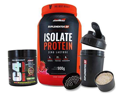 Whey Isolado 900g + C4 Pré Treino 45doses + Shakeira Dupla (morango)