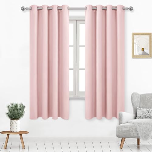 Image of DWCN Blackout Curtains for Bedroom Living Room 52 x 63 Inch Long Blush Pink