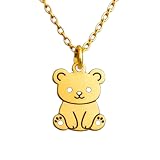 Collar con colgante minimalista de oso de peluche en plata de ley 925 con forma elegante y cadena de cable de 45 cm (18 pulgadas). Charm chapado en oro. Joyería con significado |WWS_3DM_00467