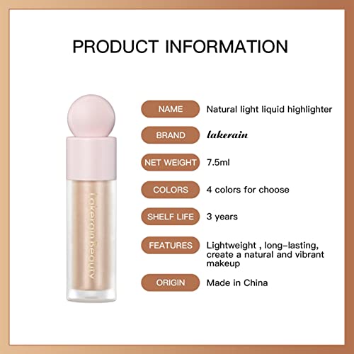 Iluminador Corporal Líquido - 2,4 oz Liquid Glow Iluminador Facial | Óleo perolado para aparar o ros