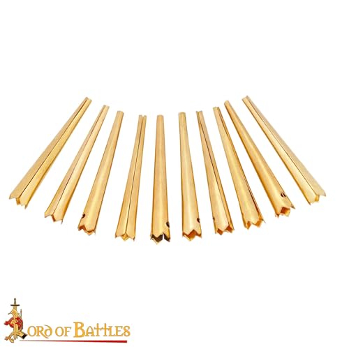 Lord of Battles Medieval Pure Solid Brass Aiglets Set of 10 to 20 Ideal Lace Tips Replacement for Medieval Clothes and Gambesons (Castle Top Solid Brass Aiglets 3.8 cm - 10 Pcs)