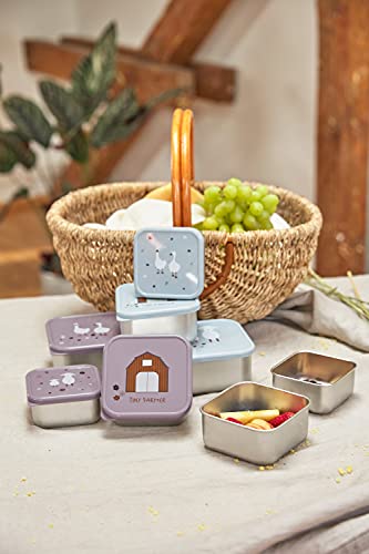 LÄSSIG Snackbox 3er Set Edelstahl 3 Stück Tiny Farmer blue
