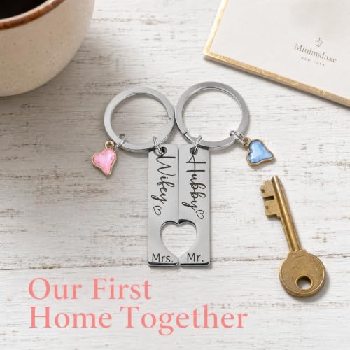 Kemay Mr and Mrs Gifts His and Hers Gifts Couple Keyrings Our First Home Keyring Engagement Present Personalised Wedding Gift Ideas for Newlyweds Bride Groom Husband Wife Anniversary Keepsake - Image 4