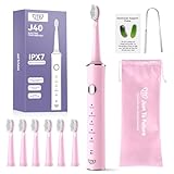 JTF Electric Toothbrush for Adults with 6 Brush Heads Tongue Scraper Cute Pickle Design Pocket Hug Card,5 Modes and Smart Timer Rechargeable...