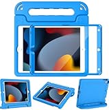 BMOUO Kids Case for iPad 9th/8th/7th Generation, iPad 10.2 Case 2021/2020/2019 with Screen Protector, Shockproof Convertible Handle Stand iPad 10.2 Case for Kids, Blue