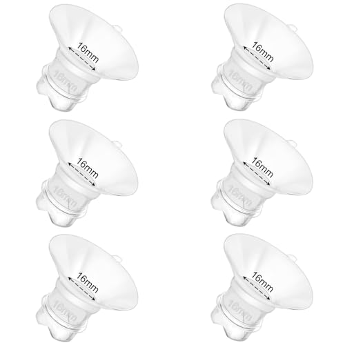6pcs Updated Silicone Flange Insert 16mm Compatible with Momcozy/Medela/Spectra/Eufy/Lansinoh/TSRETE/Elvie/NCVI/Paruu Breast Pump for 24mm Flange/Shield Breastfeeding Essential Replacement Pump Part