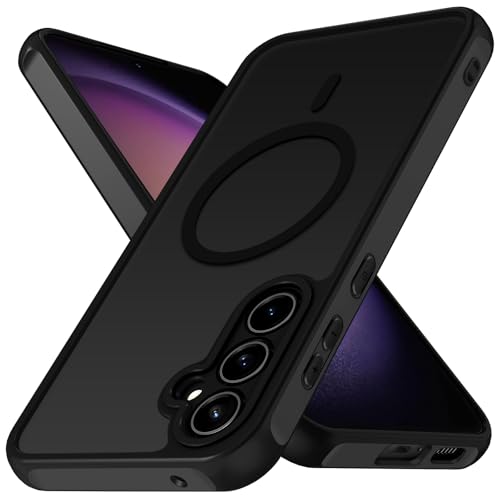 ivoler Matt Schwarz Magnetisch Hülle für Samsung Galaxy S23 5G, Kompatibel mit MagSafe, [Militärnorm Sturzschutz] Stoßfe...