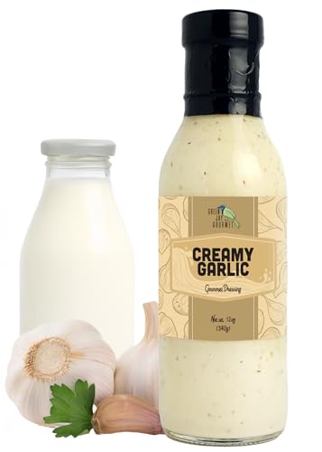 Green Jay Gourmet Creamy Garlic Salad Dressing – Rich & Savory with Bold Garlic Flavor – Handcrafted in USA – Perfect for Salads, Dips, Marinades & More – 12 Ounces