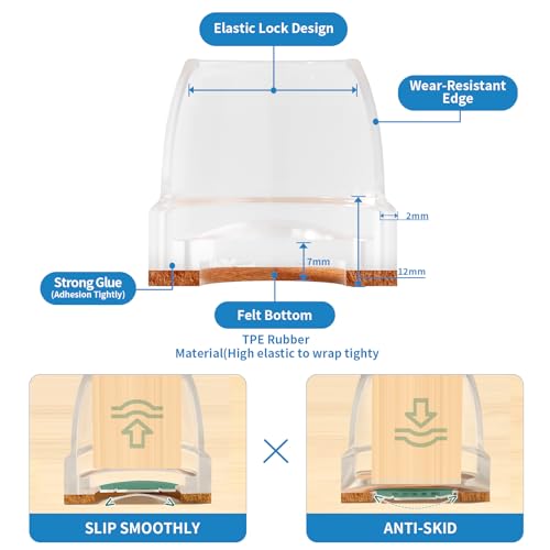 Ezprotekt 8 PCS Chair Leg Floor Protectors for Hardwood Floors Silicone Chair Leg Caps Cover, Easy to Move - Image 3