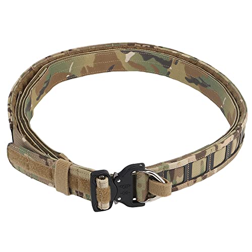 JFFCESTORE Quick Release Tactical Belt for Men, Military Hiking Nylon Web Work Belt Battle Outer Belt with Inner Belt, Camo, L