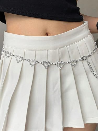Fashionable Heart Shaped Rhinestone Waist Chain Metal Braided Belt For Women Summer Dresses Halloween Valentine's Day2