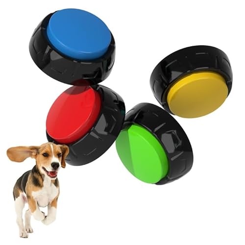 ipawspace Voice Recording Button, Dog Buttons for Communication Pet Training Buzzer, 30 Second Record & Playback, Dog Talking Buttons Set 4 Pack with Stickers