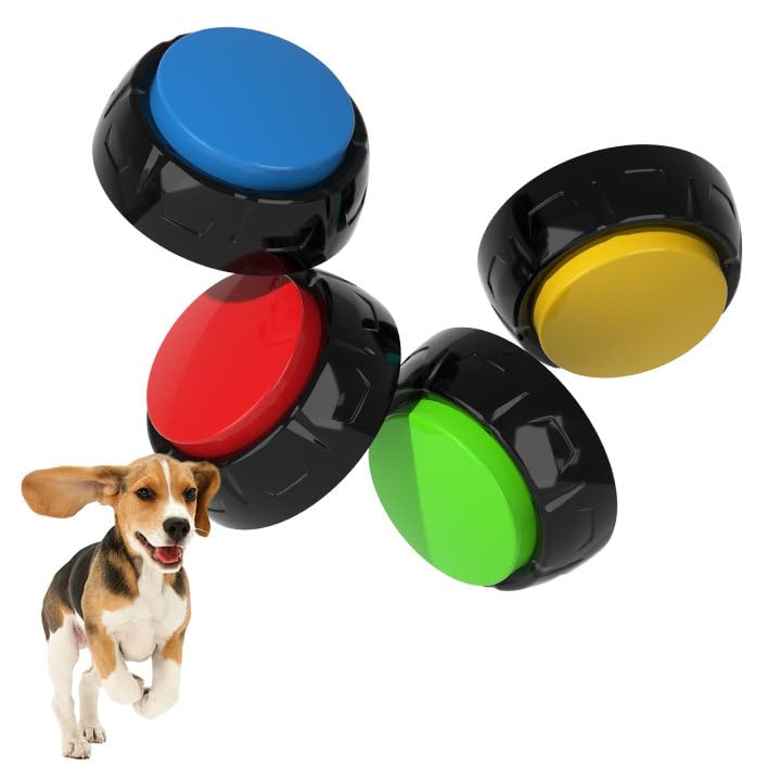 ipawspace Voice Recording Button, Dog Buttons for Communication Pet Training Buzzer, 30 Second Record & Playback, Dog Talking Buttons Set 4 Pack with