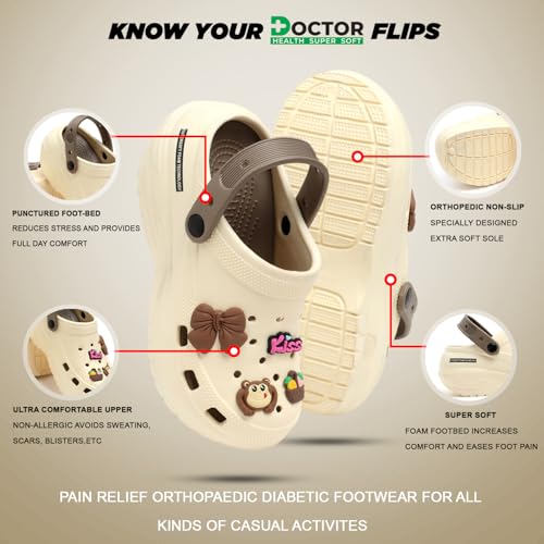 Image of DOCTOR HEALTH SUPER SOFT Women's Cartoon Charm Clogs | Lightweight EVA Slip-On Sandals | Breathable Anti-Slip Casual Garden Shoes for Boys Girls Indoor Outdoor Everyday Wear