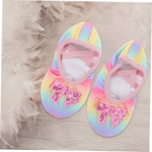 Happyyami Girls Ballet Shoes for Dance Practice Soft Sole Gymnastics Slippers for Toddlers Flexible Non-Slip Dance Shoes for Boy Girl Comfortable Iridescent Design3