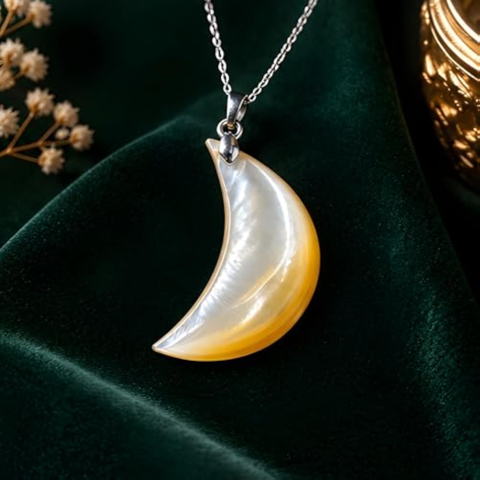 Natural Mother of Pearl Crescent Moon Pendant