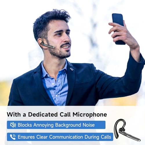 Image of Bluetooth Headset V6.1,100Hrs Talk Time Wireless Earpiece with Mic for Work,CVC8.0 Noise Cancelling Wireless Earbud, Business Earbud with 500 mAh Charging Case for Trucker /Home /Office Work