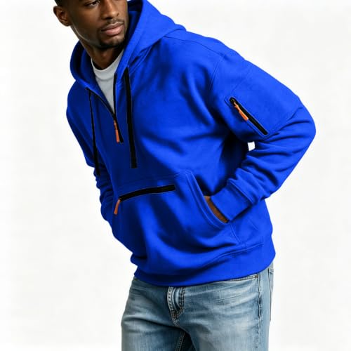Work Hoodies for Men Tactical Sweatshirt Cargo Quarter Zip Pullover - image 3
