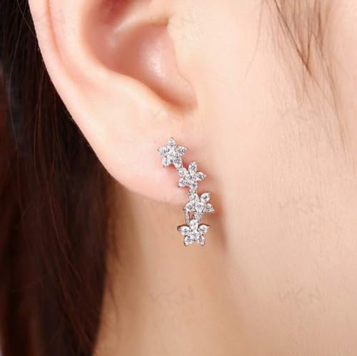 Boucles d'oreilles hoops studs crystal femme bijoux oreilles - 4