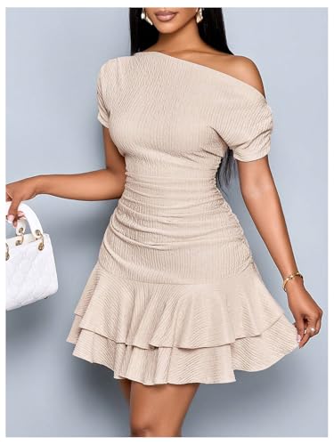SOLY HUX Women's Off The Shoulder Short Sleeve Ruffle Mini Dress Fit and Flare Prom Party Dresses2