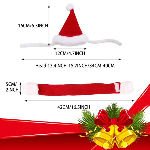 Obsgumu Dog Cat Pet Santa Hat With Scarf, Christmas Costume Set Pet Clothing With Santa Hat And Scarf For Cat Puppy Dog, Red Christmas Hat #TOP1