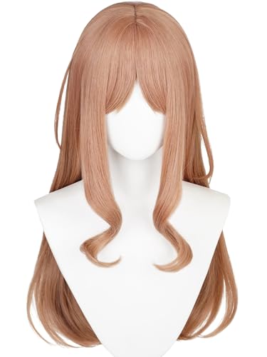 Image of Half and Half Long Curly Anime Orange Brown Wig for Nagasaki Soyo Cosplay 26.3'' Light Blonde Brown Wigs with Bangs for Women Party Halloween