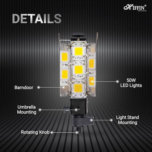 Image of HIFFIN White Porta LED 7 Panel Light Low Power Consuming LED Panels 350Watt (7 X 50w) High Intensity White Light for Photo Video Indoor Outdoor Shoot