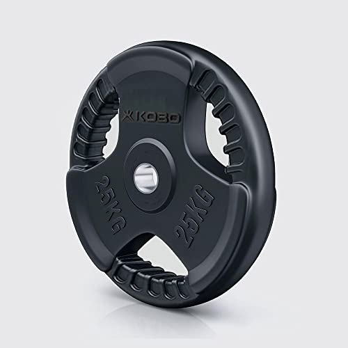 Image of Kobo 2.5 Kg (31 mm) Fitness Rubber Coated Tri-Grip Plate & Integrated Metal Grip Rubber Weight Plates - Sold in Pairs (Imported)