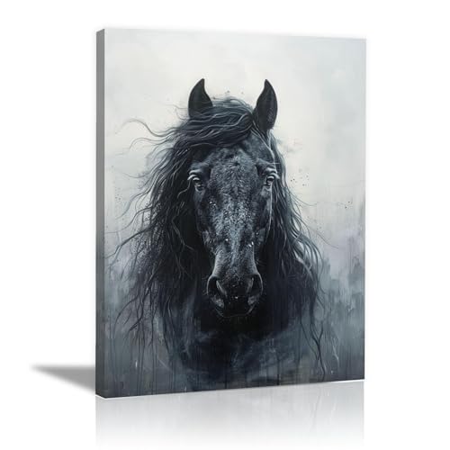 Impression sur toile intissée haut de gamme cheval avec cadre