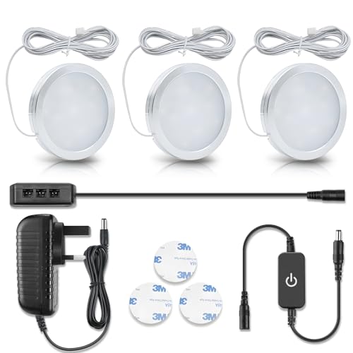 LightingWill LED Puck Lights 3-Pack, 3000K Warm White