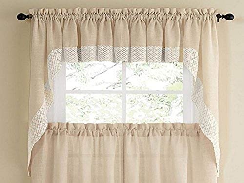 Image of Kitchen Curtains for Windows ✅ 40+ Styles & Colors ✅ Swag, Valance, Tier Sets & Panels ✅ Cafe Curtains for Farmhouse, Rustic, Modern Decor, Salem French Vanilla, Swag