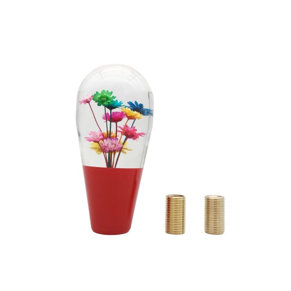 HYASDBWE JDM Car Accessories 10CM Flower Gear Shift Knob Manual Acrylic Crystal Transparent Gear Shifter Lever Change Knob Gear Shifter Parts(Red)