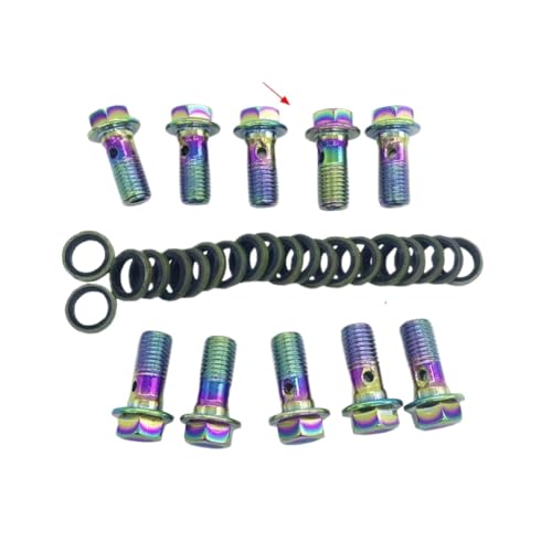 オートバイブレーキキャリパーバンジョーボルトオイルドレンネジ中空ネジ M8 M10 X1.25mm M10x1mm 自動車オートバイ部品と互換性のあるブレーキホースキャリパーマスターシリンダー部品番号 8K1927225B(Multicolor C)