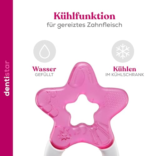 dentistar Kühlbeißring 1er-Set – Beißring Baby ab 3 Monate – Kühlende Zahnungshilfe und Beißspielzeug für Babys und Kleinkinder - BPA frei - Blau
