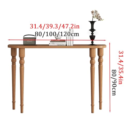 Mesa recibidor de pasillo de 100 cm con patas de columna para espacios pequeños 4