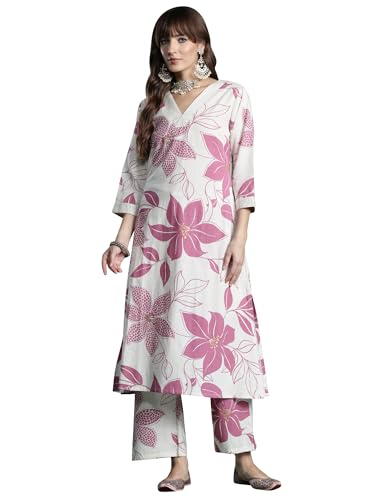 Image of INDO ERA Women's Catton Ethnic Co-Ord Set | Kurta Pant Set | Kurta Palazzo Set | Stylish Cotton Suit Set for Women,10077