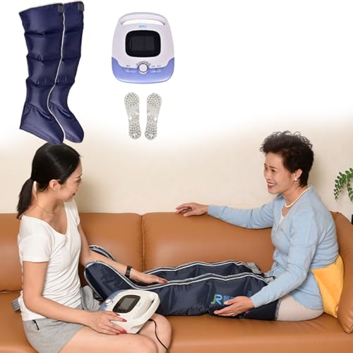 Botas de Presoterapia Térmica: Masaje Profundo para Piernas, Abdomen y Brazos - Sistema de Calefacción, 5 Cámaras, Drenaje Linfático en Casa (Blue, 2 Piernas)