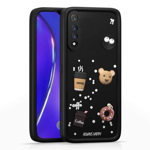 Image of Bintage Back Cover Compatible for Samsung A70s /Galaxy A70 | Cute Fun Ball | 3D Taddy Smiley Coffee | Milk Case | Full Body Protection - Black
