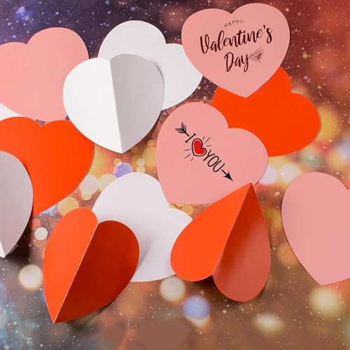 MixTeach 72 Peças De Recortes De Coração De Dia Dos Namorados, Grande Coração De Papel Vermelho Rosa