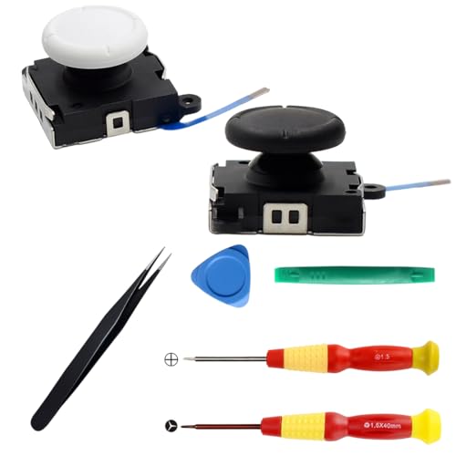 JYNVO 3D TMR Hall Effect Joystick Repair Replacement Set for NS Switch/Switch OLED Joy-Con/Switch Lite Controller with Repair Tools, No Drift Black (Not for NS Switch 2)