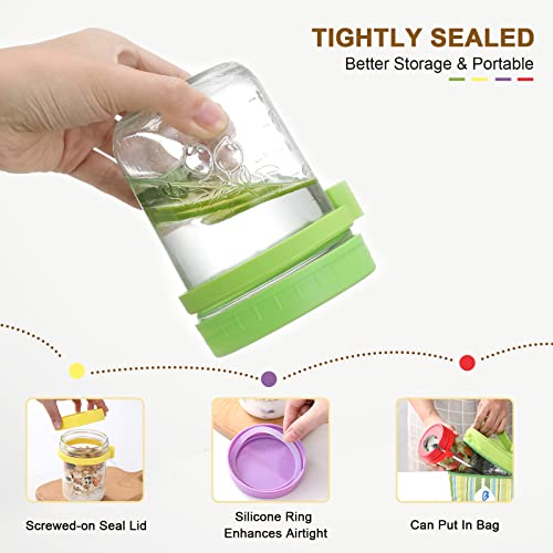 Landneoo 4 Pack Overnight Oats Containers With Lids And Spoons, 16 Oz Glass Mason Overnight Oats Jars, Large Capacity Airtight Jars For Milk, Cereal, Fruit #TOP5