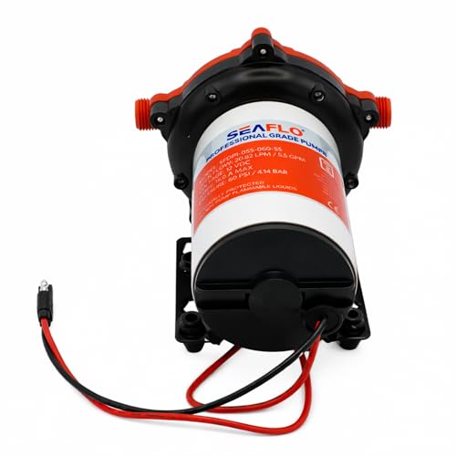 Image of SEAFLO 55 Series 12V RV Water Pump 5.5 GPM 60 PSI Diaphragm Pump Heavy Duty Pressure Switch Built In Bypass Self Priming Quiet High Flow RV Marine Off Grid Freshwater System 4-Year Warranty