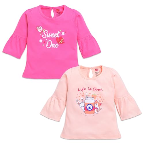 Image of LuvLap Baby Girls 100% Cotton Full Sleeve Girls Top, Pack of 02